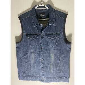 Rude Denim Jean blue vest Medium with black trim around arm holes